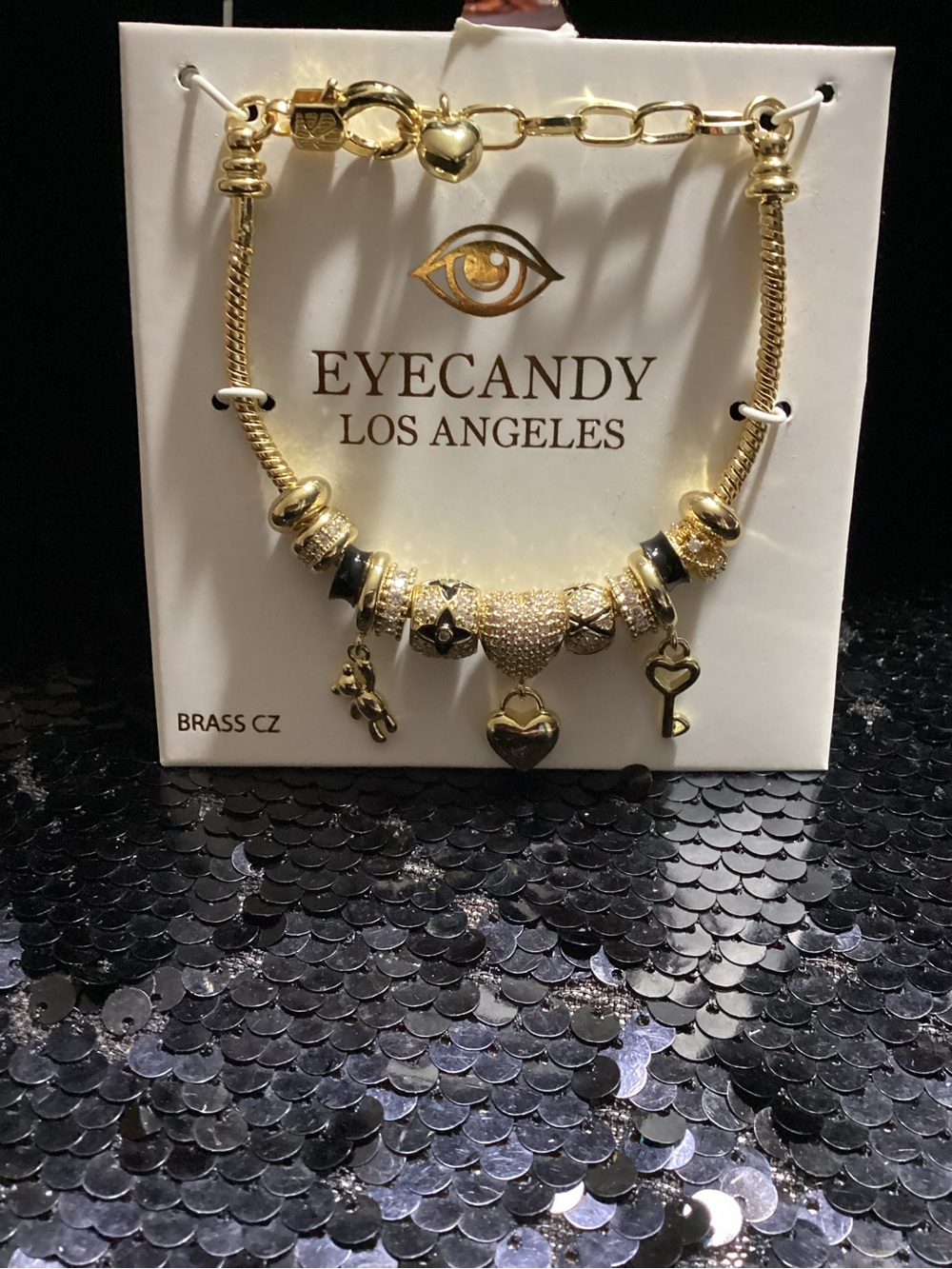 eye candy Gold Heart & Key Charm Bracelet